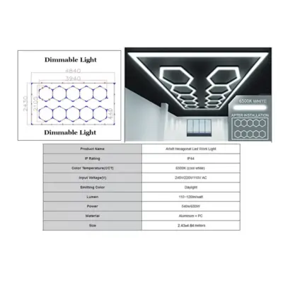 Lampada a Soffitto Esagonale Honeycomb Dimmerabile 3,94x2,10 M Universale
