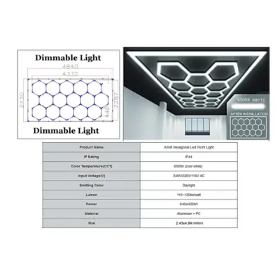 Lampada a Soffitto Esagonale Honeycomb Dimmerabile 4,33x2,28 M Universale