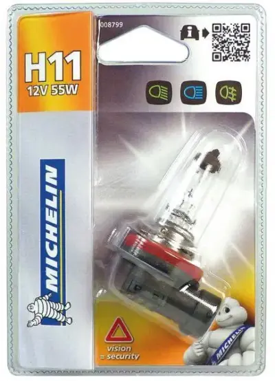 Lampadina auto alogena H11 12V 55W luce bianca potenziata lunga durata