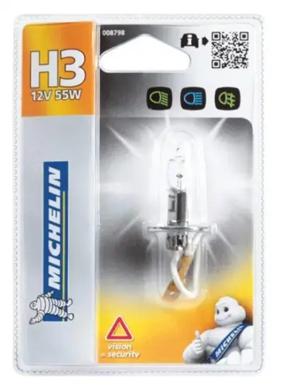 Lampadina auto alogena H3 12V 55W luce potenziata lunga durata