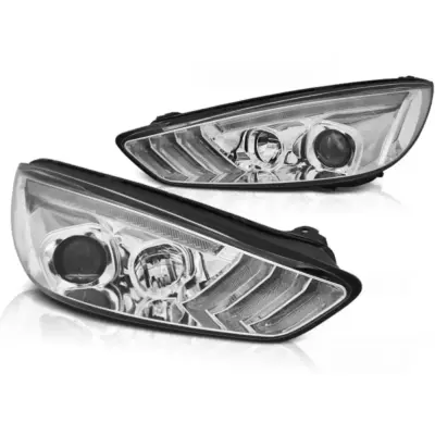 Luci Diurne Cromate LED con Indicatori Sequenziali per Ford Focus MK3 15-18
