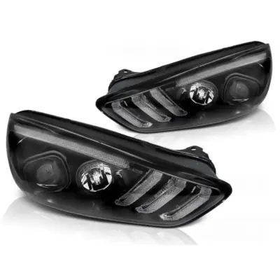 Luci Diurne LED Nere con Frecce Sequenziali per Ford Focus MK3 15-18