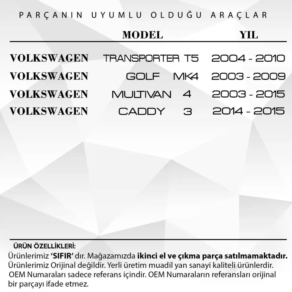 Maniglia Portiera Inferiore per Volkswagen Transporter T5, Caddy, Golf, Multivan
