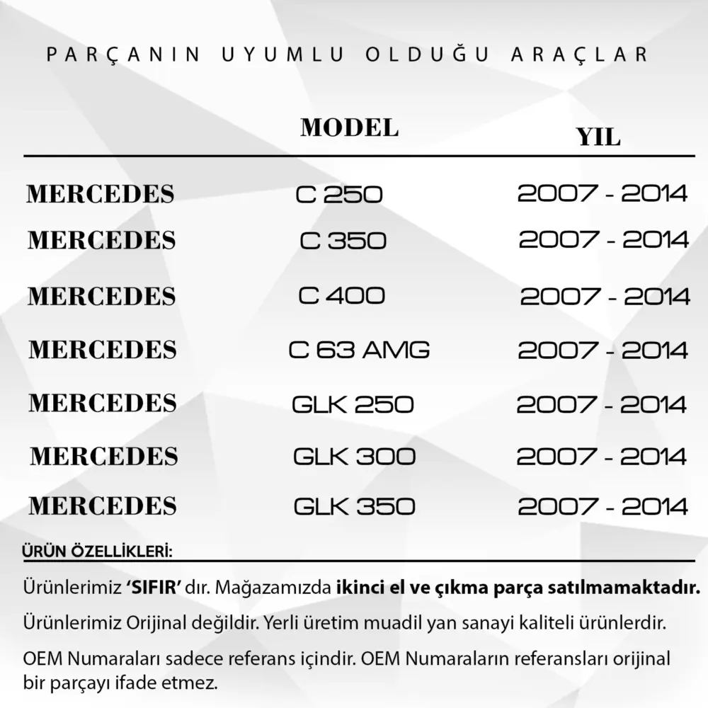 Maniglia Portiera Interna Sinistra per Mercedes GLK/Classe C (Opaco Cromato)