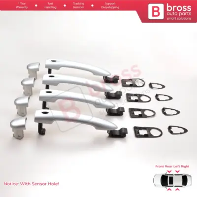 Maniglie Esterne Cromate con Foro Sensore 4 Pezzi per Renault Fluence Megane 3