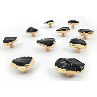 Maniglie Ottone Satinato Natural Shape Obsidian per Mobili Set 10 Pezzi
