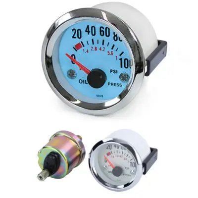 Manometro Pressione Olio 52mm Blu Universale Plasma Illuminato
