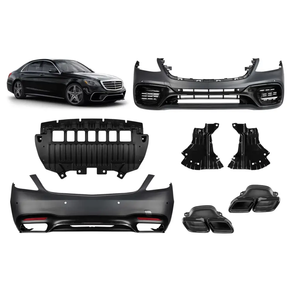 Minigonne Tuning Tipo 63 con Terminali Neri per Mercedes Classe S W222 2017-2020