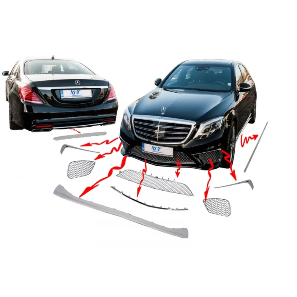Modanature Cromate Paraurti Anteriore Mercedes Classe S W222 dal 2013 S65 Design