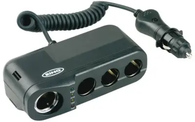 Multipresa accendisigari 12V quadrupla con tester batteria e protezione