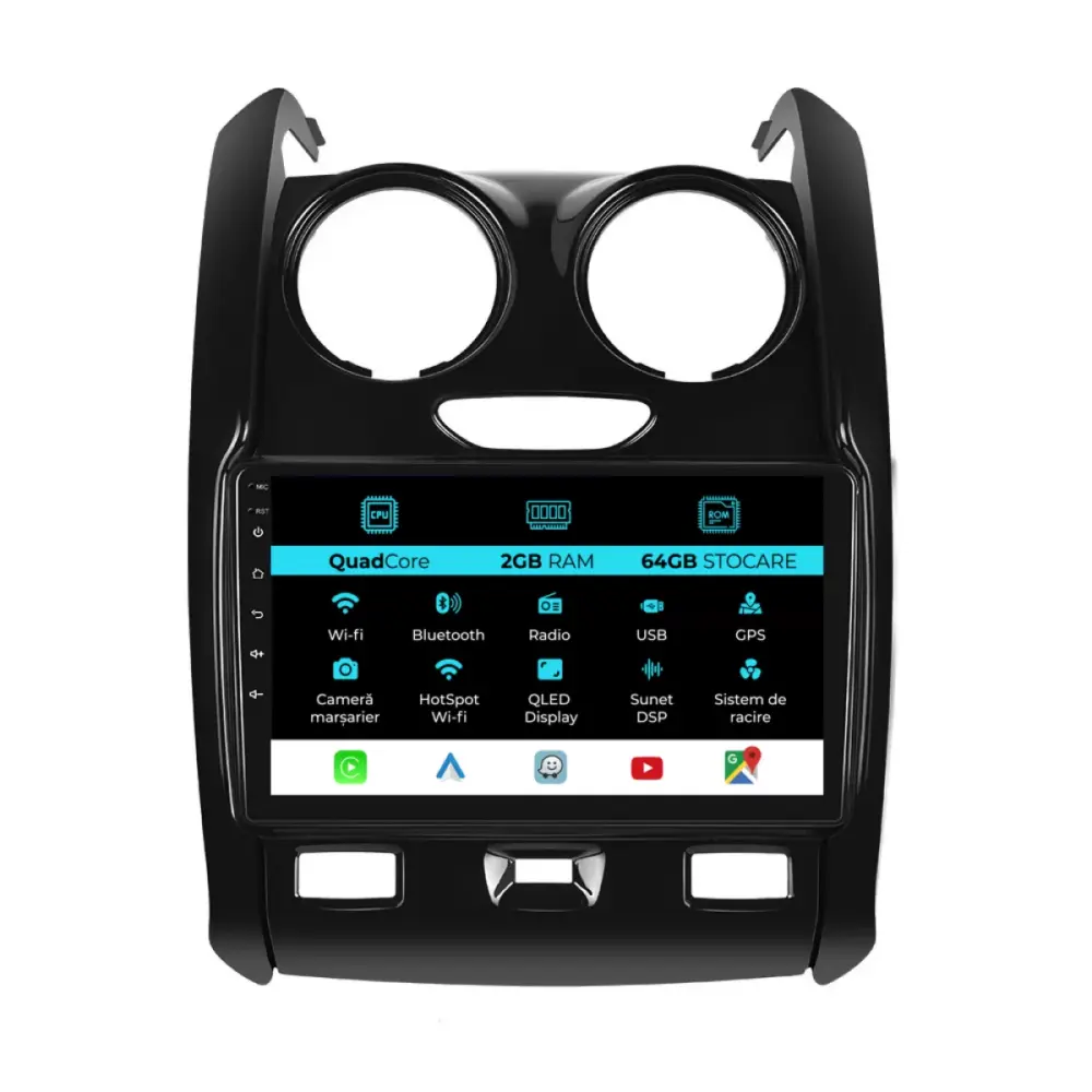 Navigatore 9 Pollici 2gb Ram 64gb Storage Carplay per Dacia Duster 2010-2020