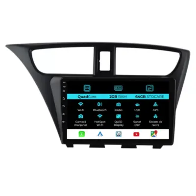 Navigatore 9 Pollici 2gb Ram 64gb Storage Carplay per Honda Civic Ix Berlina 5