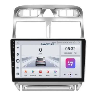Navigatore Android 9 Pollici 4gb Ram 64gb Storage per Peugeot 307 2000-2013