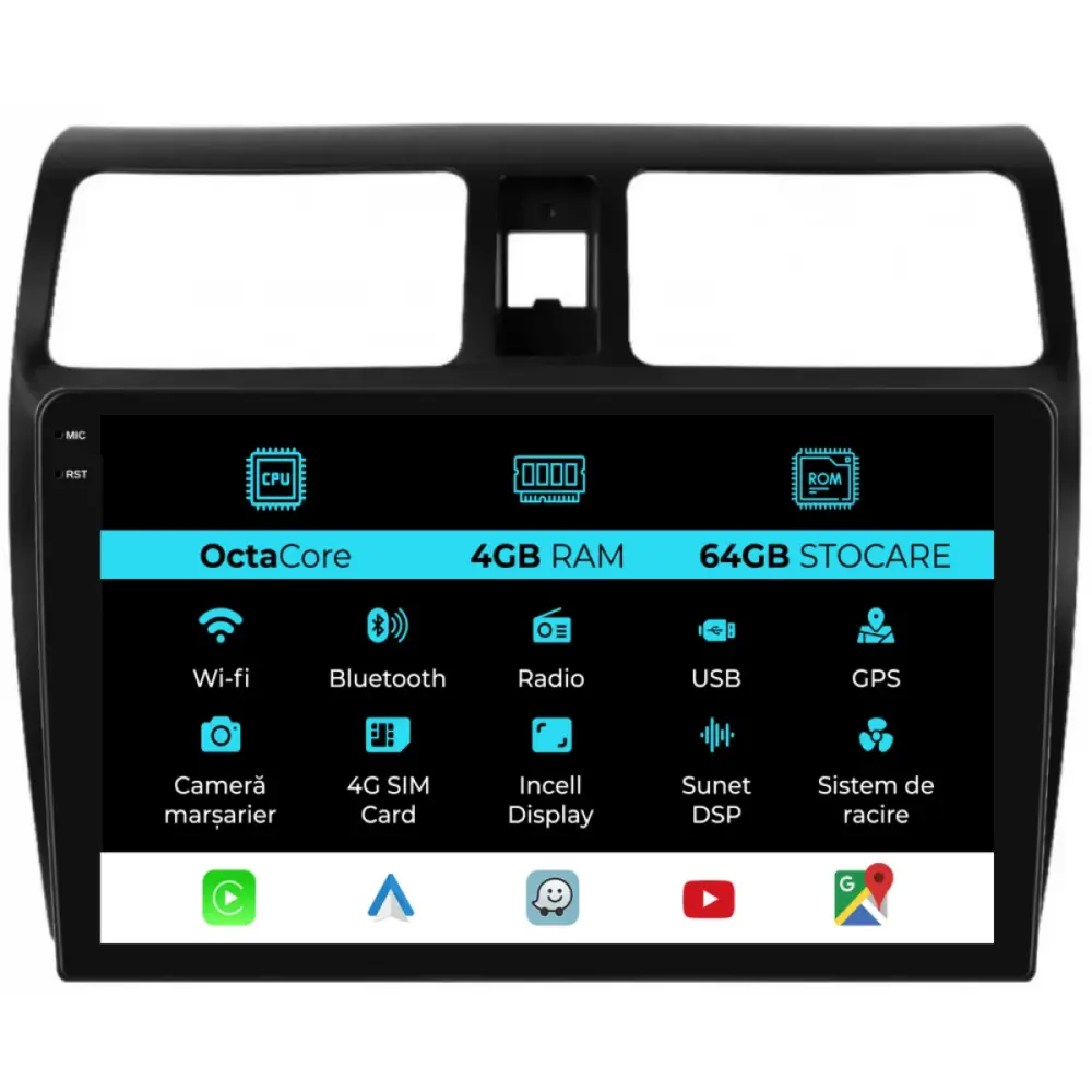 Navigatore Dedicato 10 Pollici 4gb Ram 64gb Storage per Suzuki Swift 2003-2010