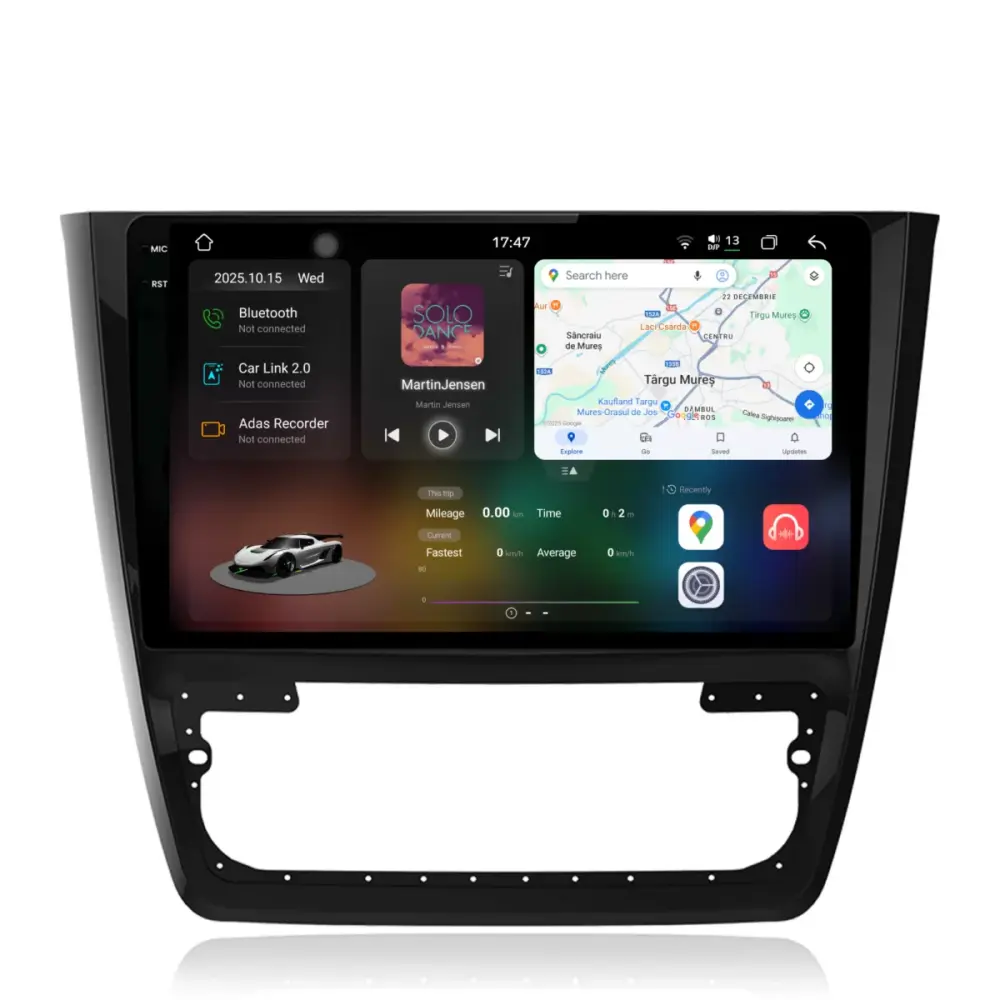 Navigatore Dedicato 12gb Ram 256gb Android Auto Carplay per Skoda Yeti 2009-2012