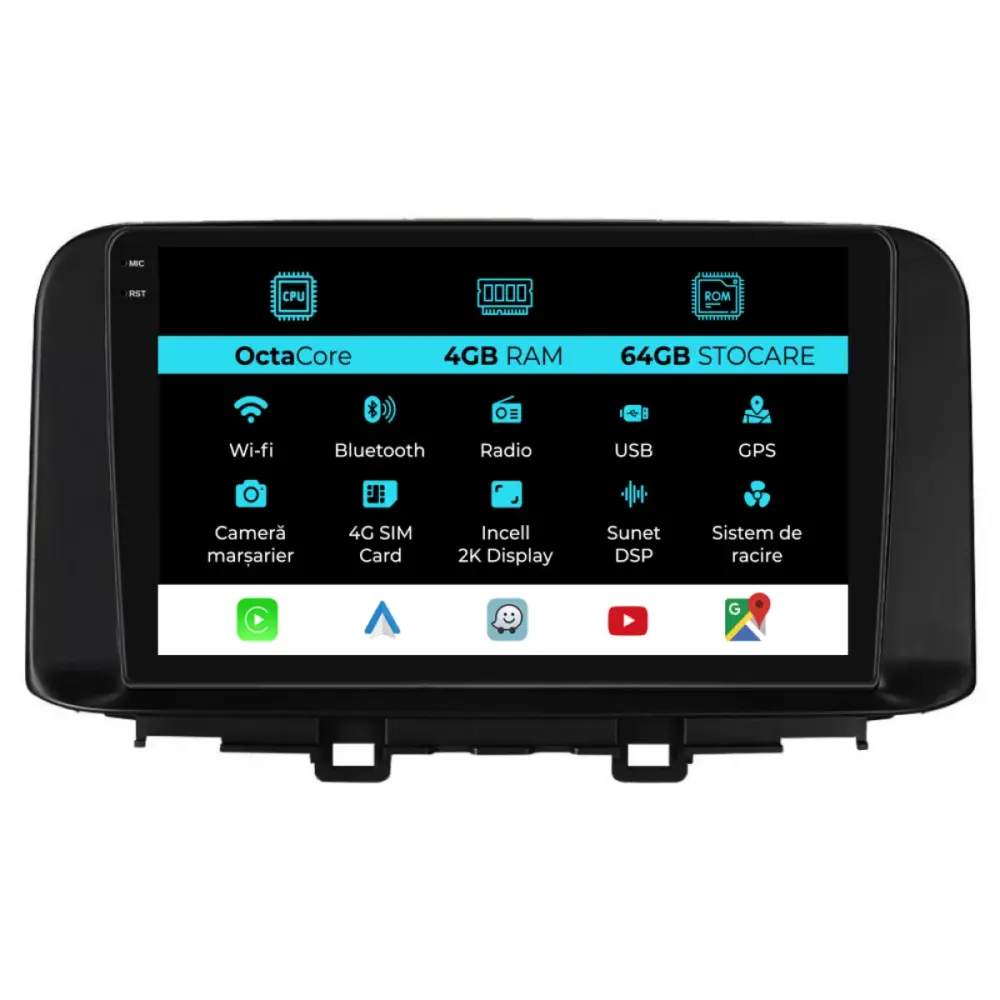Navigatore Dedicato 2K 4gb Ram 64gb Android Auto Carplay per Hyundai Kona