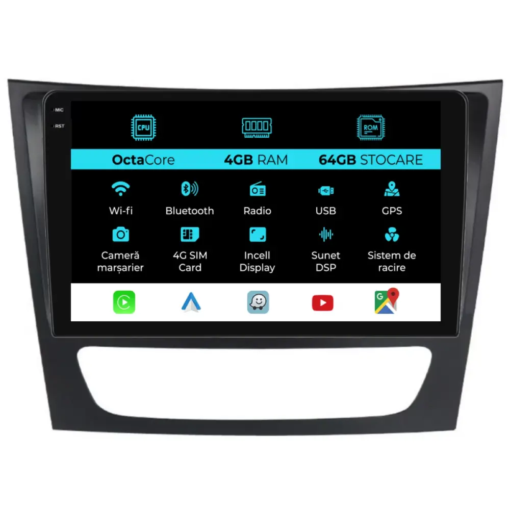 Navigatore Dedicato 2K 4gb Ram 64gb Storage Carplay per Mercedes Classe E W211