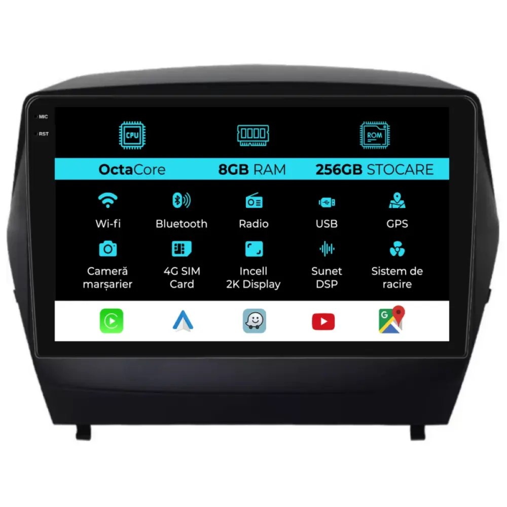 Navigatore Dedicato 2K 8gb Ram 256gb Android Auto Carplay per Hyundai IX35