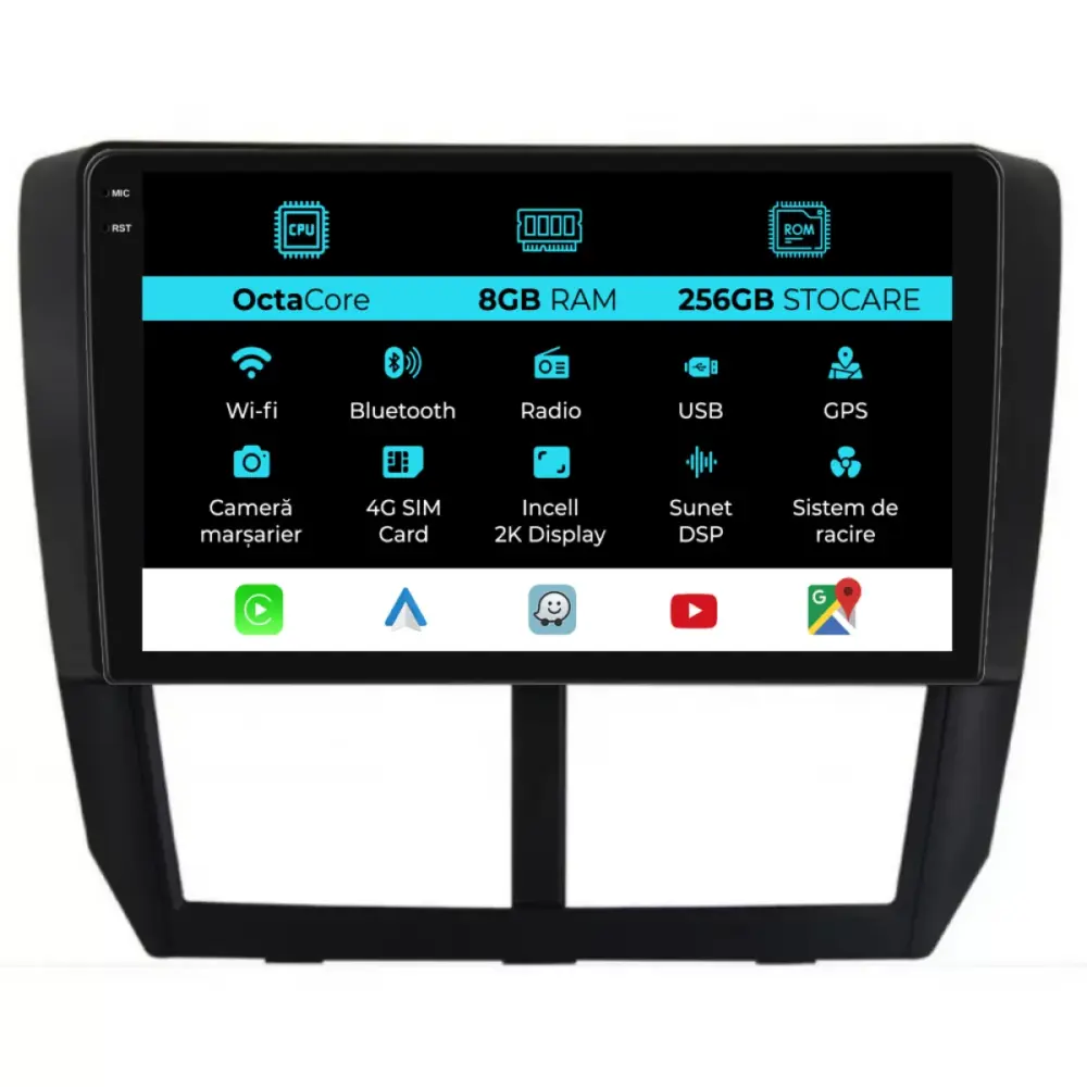 Navigatore Dedicato 2K 8gb Ram 256gb Carplay per Subaru Forester 2008-2013