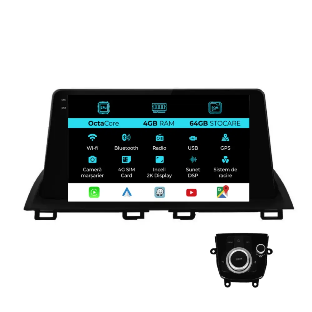Navigatore Dedicato 4gb Ram 64gb Android Auto Carplay per Mazda 2 2007-2014