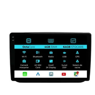 Navigatore Dedicato 4gb Ram 64gb Android Auto Carplay per Skoda Fabia 2007-2012