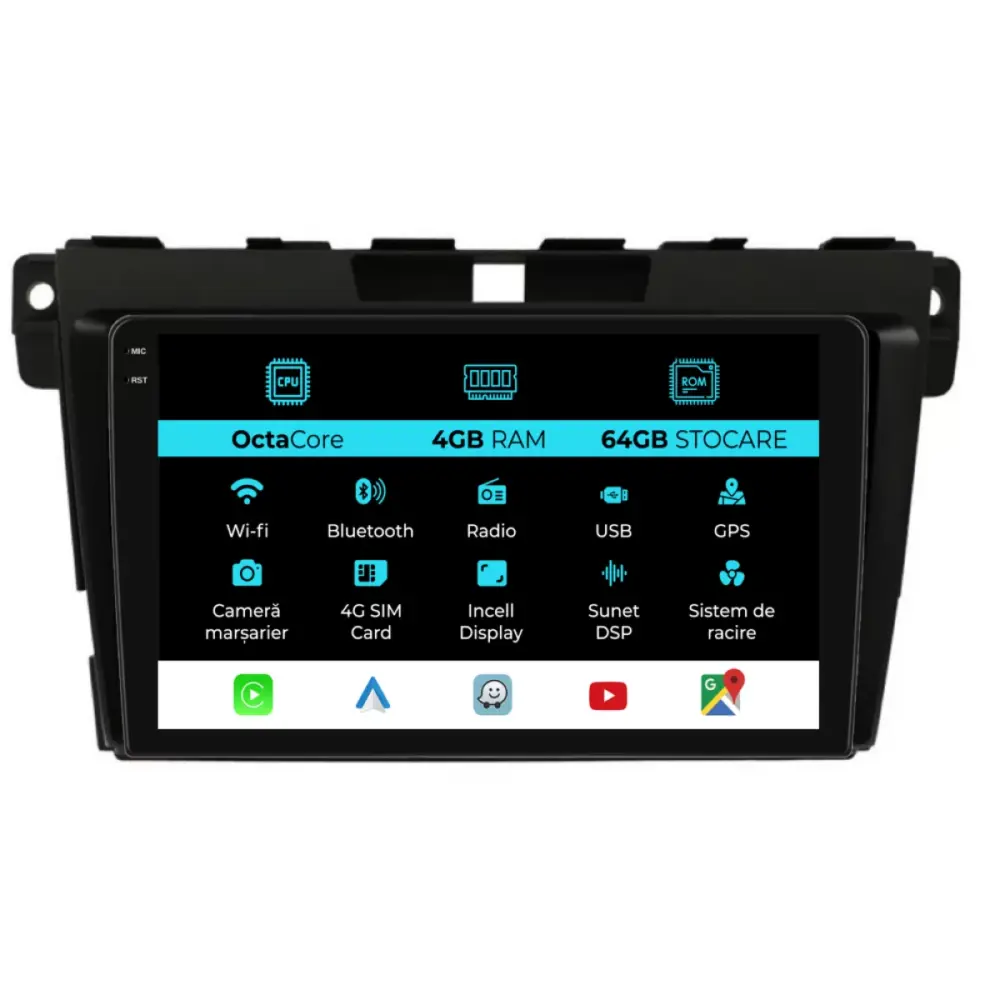 Navigatore Dedicato 9 Pollici 4gb Ram 64gb Android Auto Carplay per Mazda Cx-7