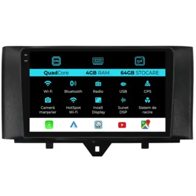 Navigatore Dedicato 9 Pollici Android Auto Carplay per Smart Forfour 2010-2015