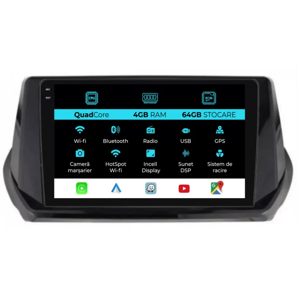 Navigatore Dedicato 9 Pollici Quadcore Android Auto Carplay per Peugeot 2008