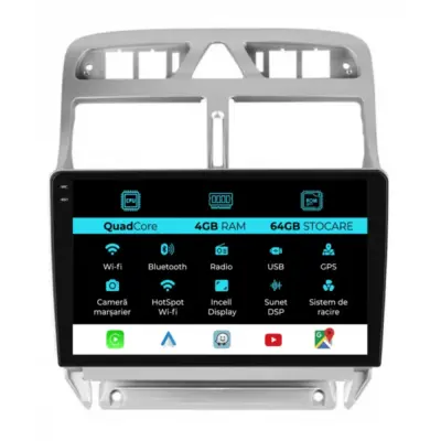 Navigatore Dedicato 9 Pollici Quadcore Android Auto per Peugeot 307 2000-2013