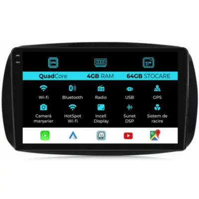 Navigatore Dedicato 9 Pollici Quadcore Android Auto Smart Forfour 2016-2021