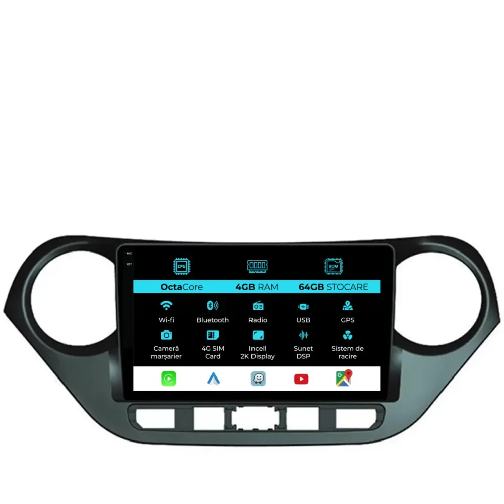 Navigatore Dedicato Android Auto Carplay 4gb 64gb per Hyundai I10 2007-2013
