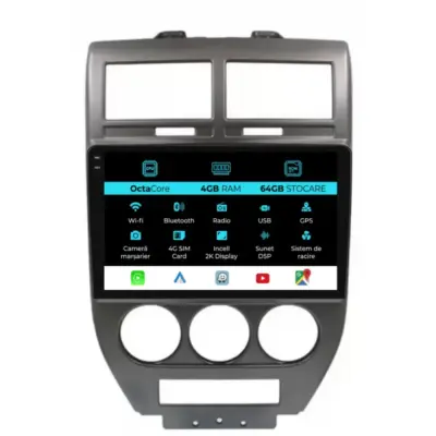 Navigatore Dedicato Android Auto Carplay 4gb Ram 64gb Jeep Compass 2006-2010