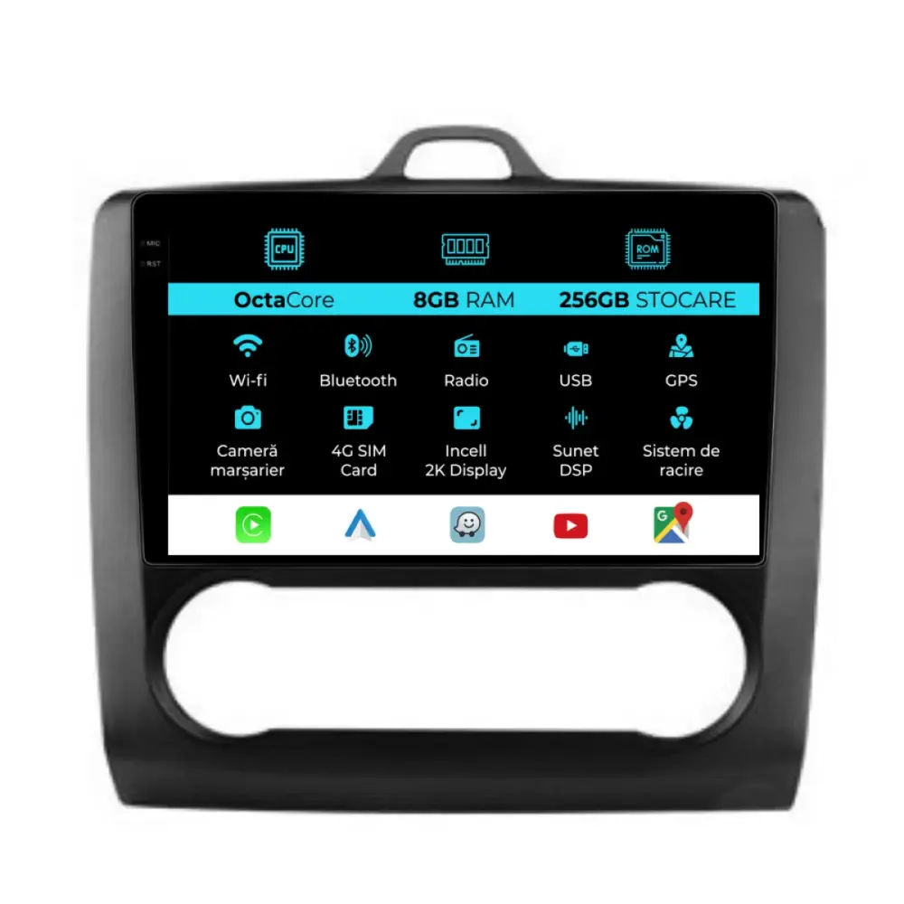 Navigatore Dedicato Android Auto Carplay 8gb 256gb per Ford Focus 2004-2012