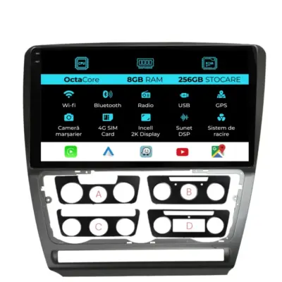 Navigatore Dedicato Android Auto Carplay 8gb 256gb Skoda Octavia 2 2004-2013