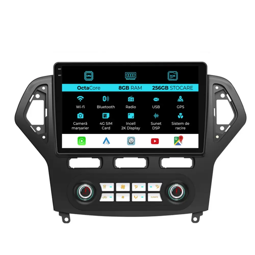 Navigatore Dedicato Android Auto Carplay 8gb Ram 256gb Ford Mondeo 2007-2014