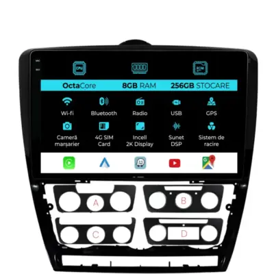 Navigatore Dedicato Android Auto Carplay 8gb Ram 256gb Skoda Octavia 2 2004-2013