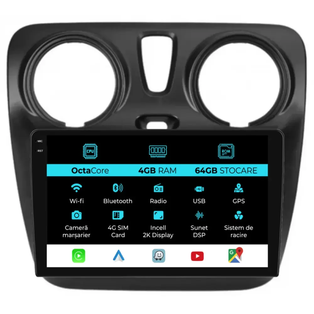 Navigatore Dedicato Android Auto Carplay per Dacia Dokker 2010-2020
