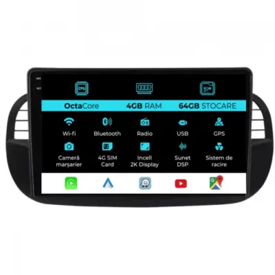 Navigatore Dedicato Android Auto Carplay per Fiat 500 2007-2015