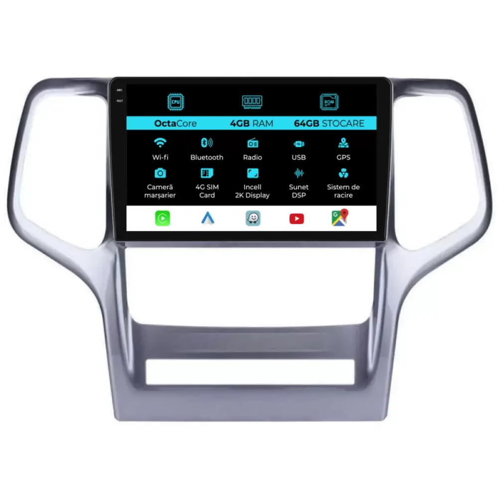 Navigatore Dedicato Android Auto Carplay per Jeep Grand Cherokee 2010-2014