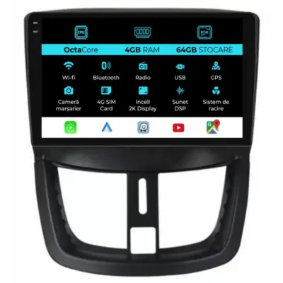 Navigatore Dedicato Android Auto Carplay per Peugeot 207 2006-2015