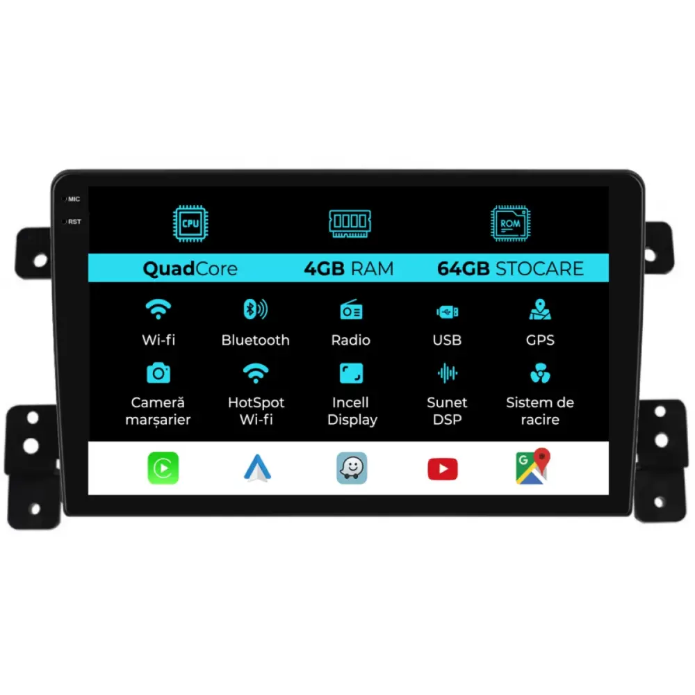 Navigatore Dedicato Quadcore 9 Pollici Android Auto Carplay per Suzuki Grand
