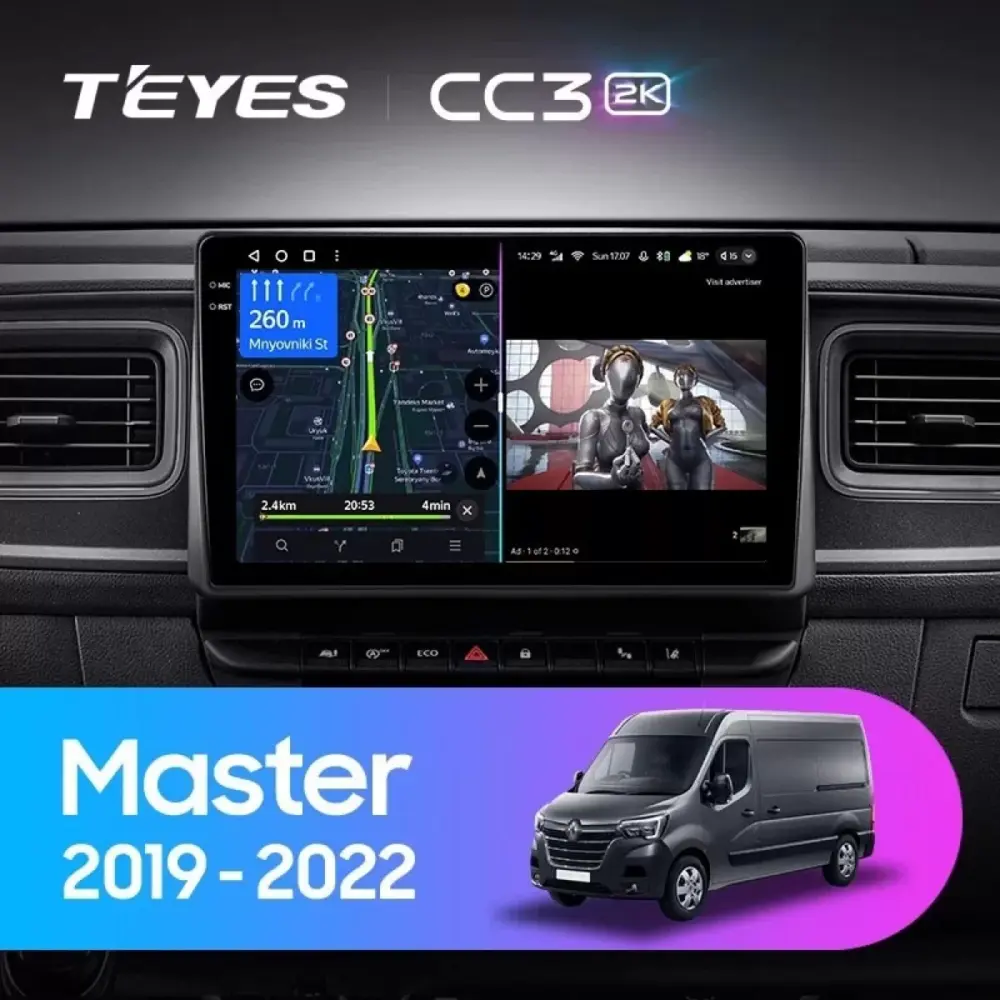 Navigatore Teyes CC3 2K 10.36 Qled Android 4G per Renault Master 2019-2022
