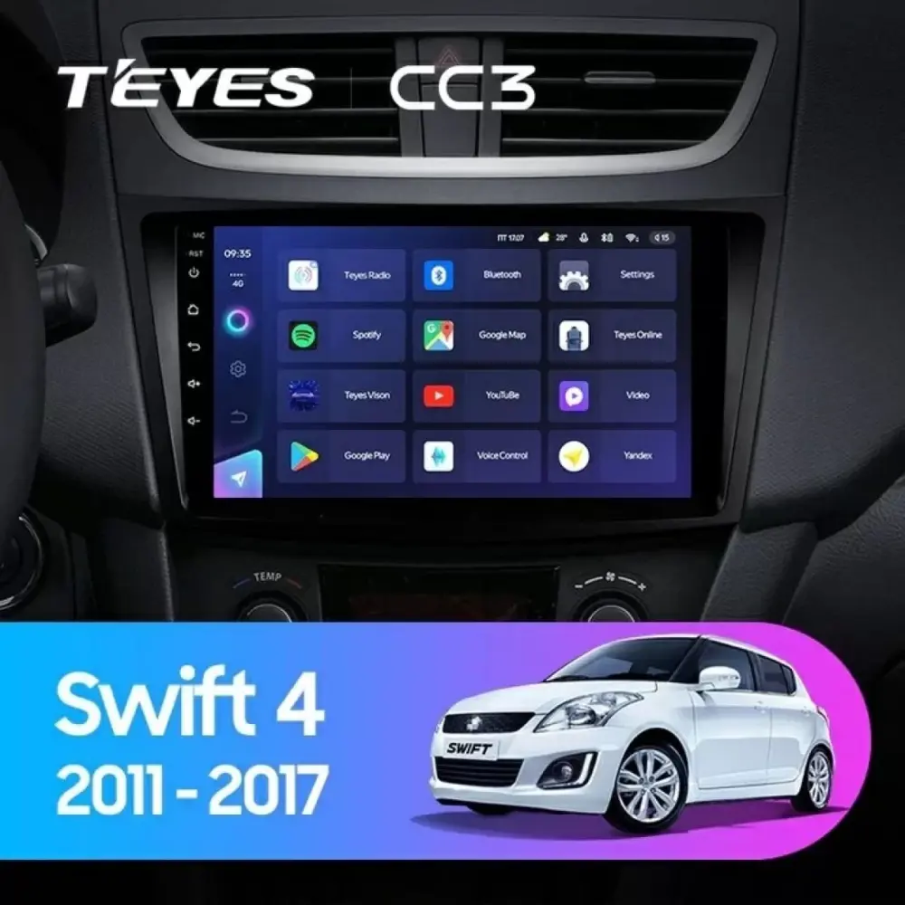 Navigatore Teyes CC3 2K 360 9,5 Android 4G Bluetooth Suzuki Swift 4 2011-2017