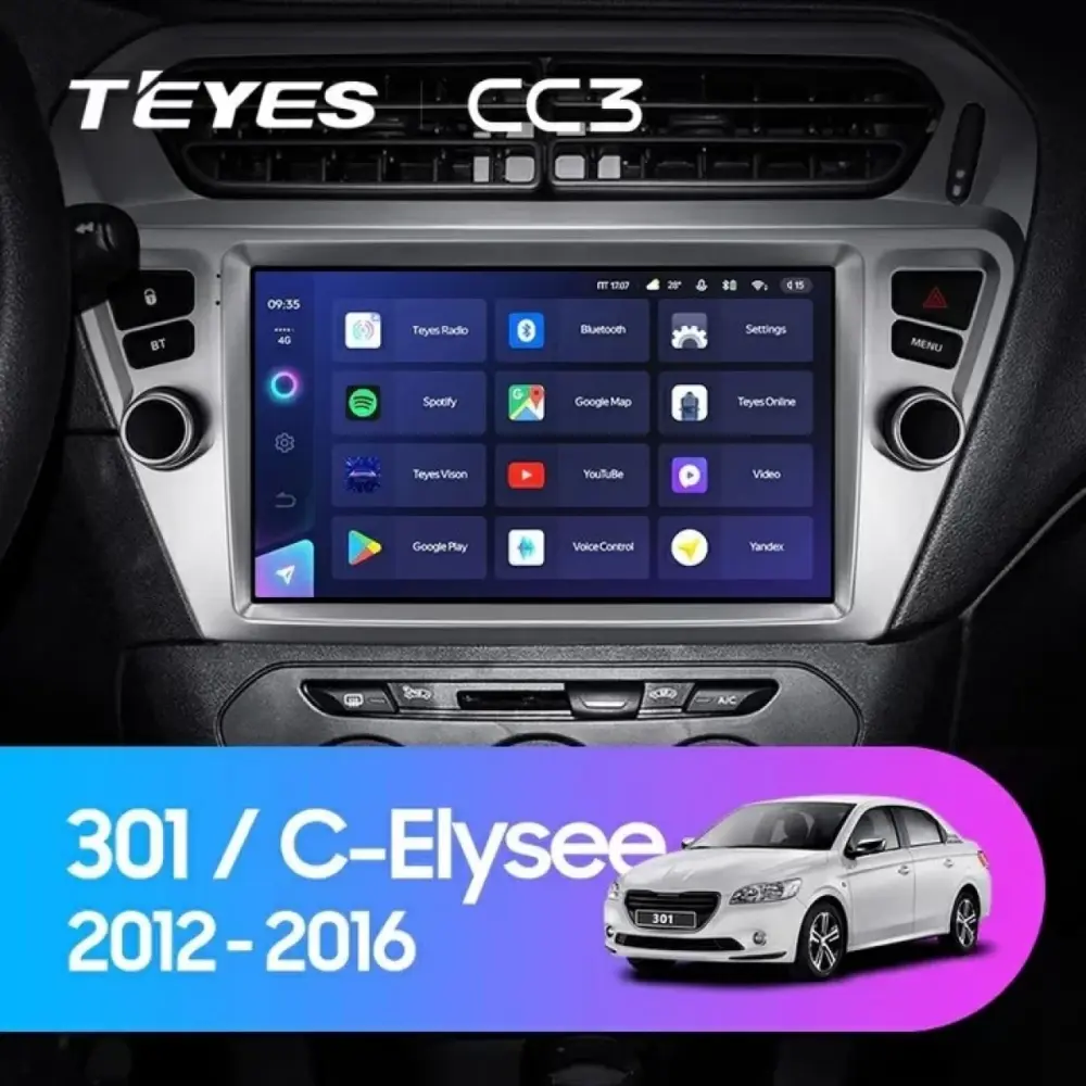 Navigatore Teyes CC3 2K 360 9,5 Qled Android 4G per Peugeot 301 2012-2016
