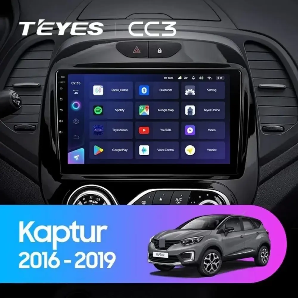 Navigatore Teyes CC3 2K 9,5 Qled Android 4G Bluetooth Renault Captur 2016-2019