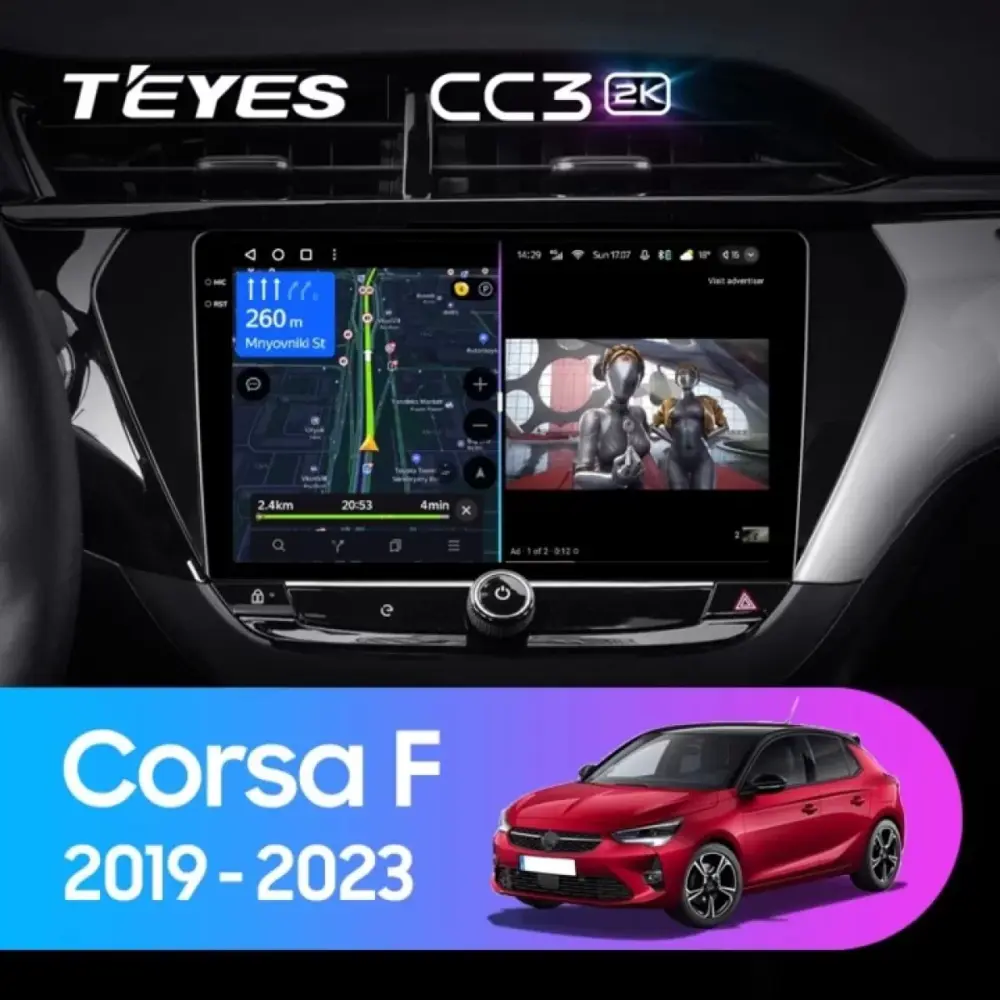 Navigatore Teyes CC3 2K 9,5 Qled Android 4G Opel Corsa F 2019-2023