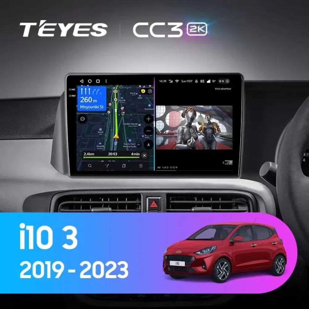 Navigatore Teyes CC3 2K 9,5 Qled Android 4G per Hyundai I10 2019-2023
