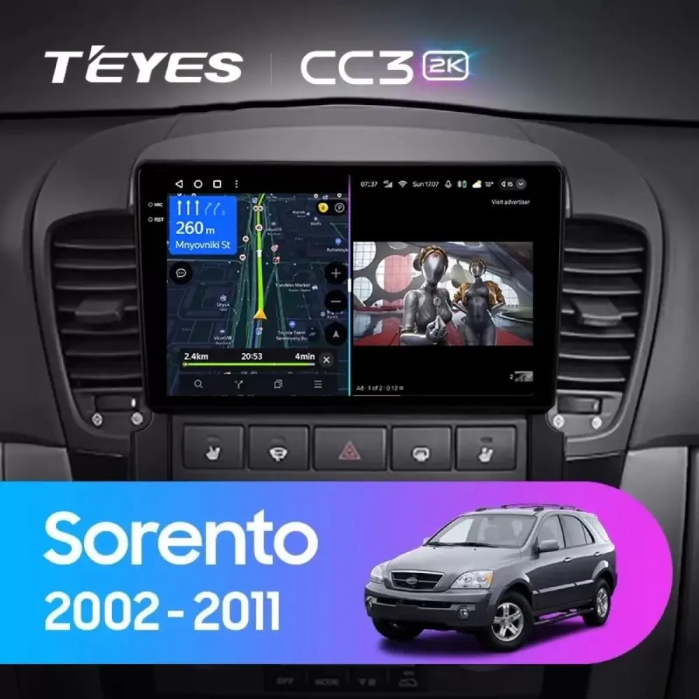 Navigatore Teyes CC3 2K 9,5 Qled Android 4G per Kia Sorento 2002-2010