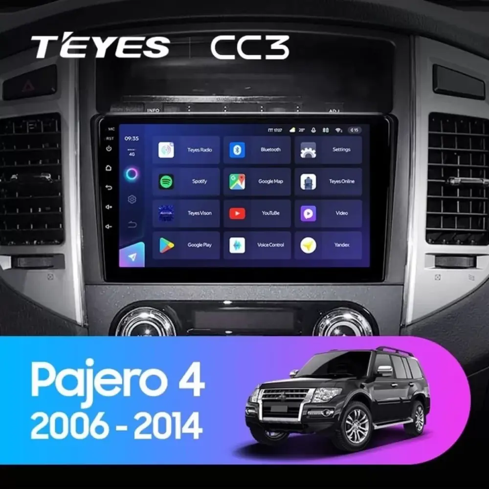 Navigatore Teyes CC3 2K 9,5 Qled Android 4G per Mitsubishi Pajero 4 V90