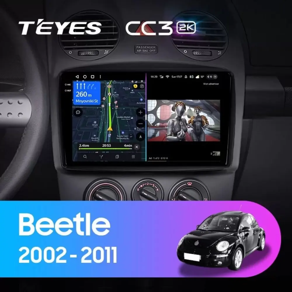 Navigatore Teyes CC3 2K 9,5 Qled Android 4G per Volkswagen New Beetle 1998-2010